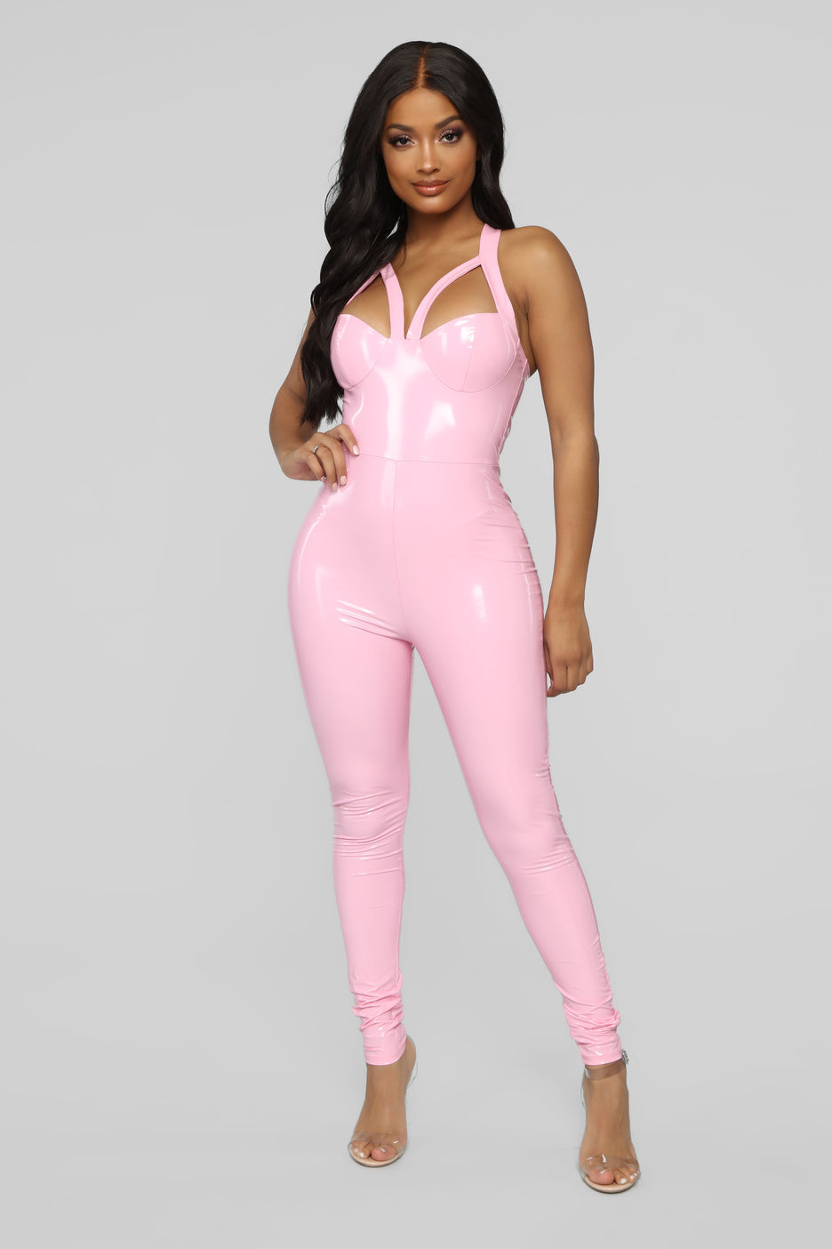 Latex Jumpsuit - Light Pink