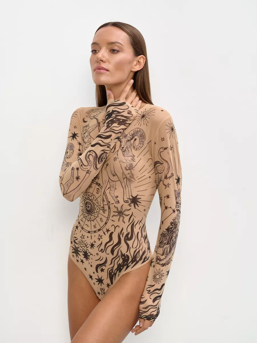 Boldessa® Zodiac Tattoo Mesh Bodysuit