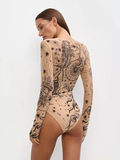 Boldessa® Zodiac Tattoo Mesh Bodysuit