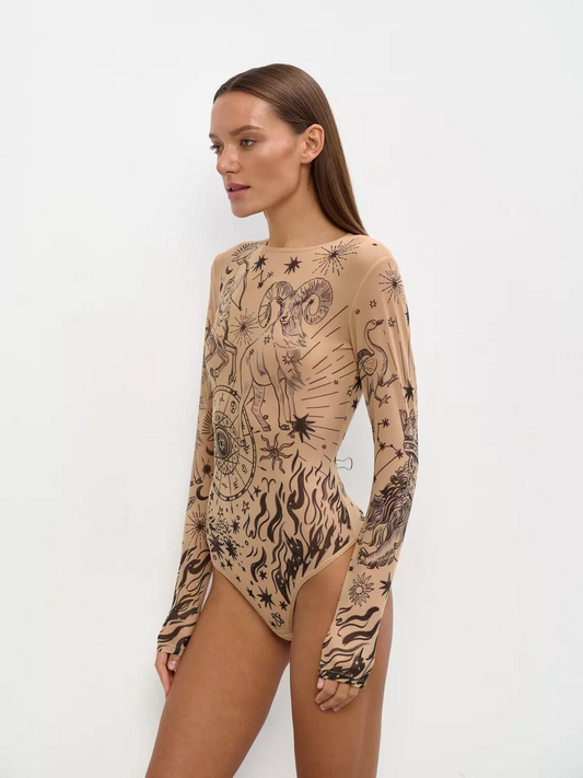 Boldessa® Zodiac Tattoo Mesh Bodysuit