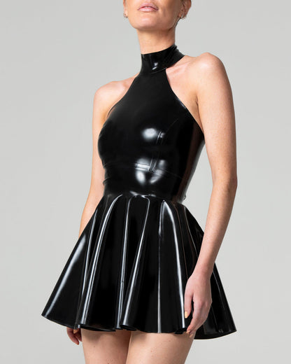 Halter Neck Solid Latex Dress