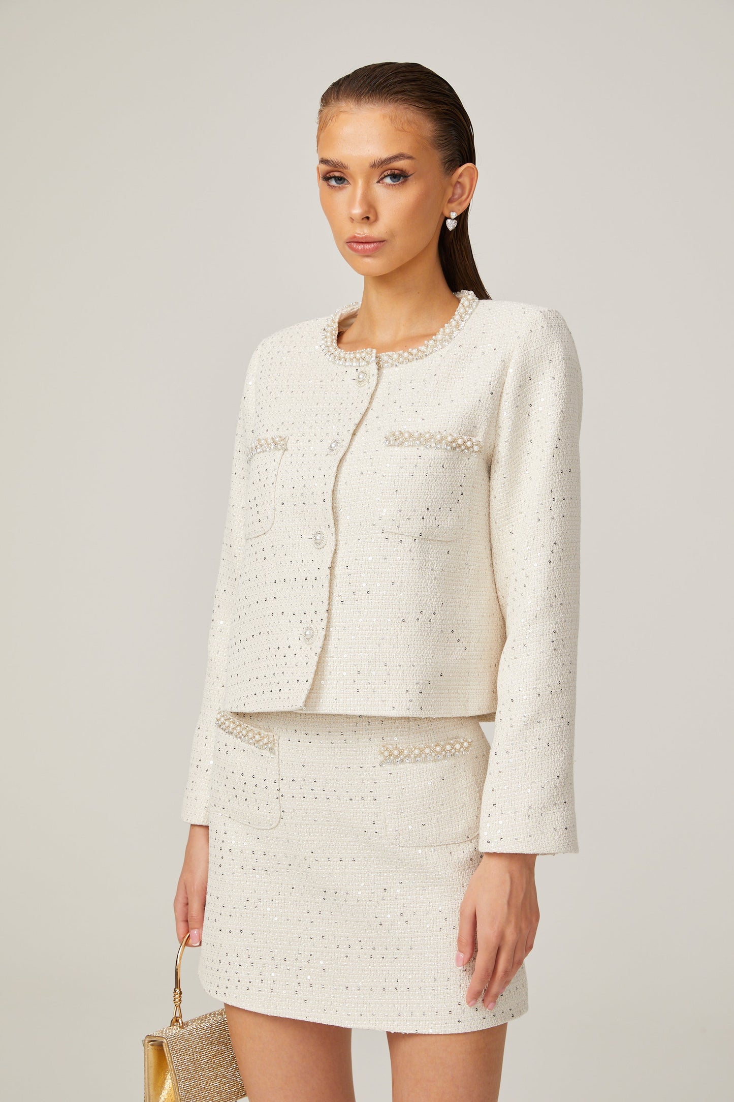 Capucine sequined tweed jacket & skirt matching set