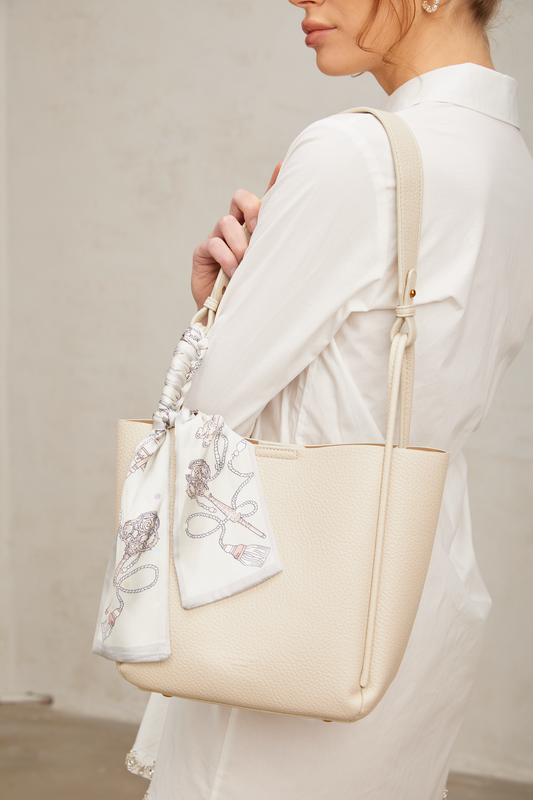 Zahra white scarf-detail tote bag