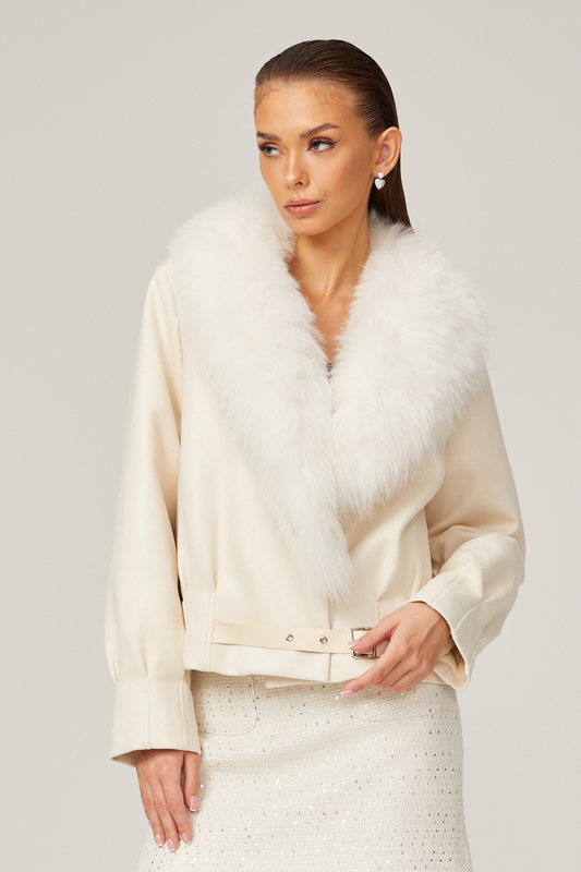 Évangéline white suede fur jacket