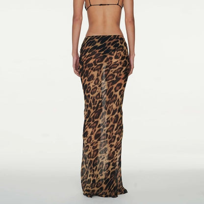 Boldessa® Untamed Elegance Sheer Leopard Skirt