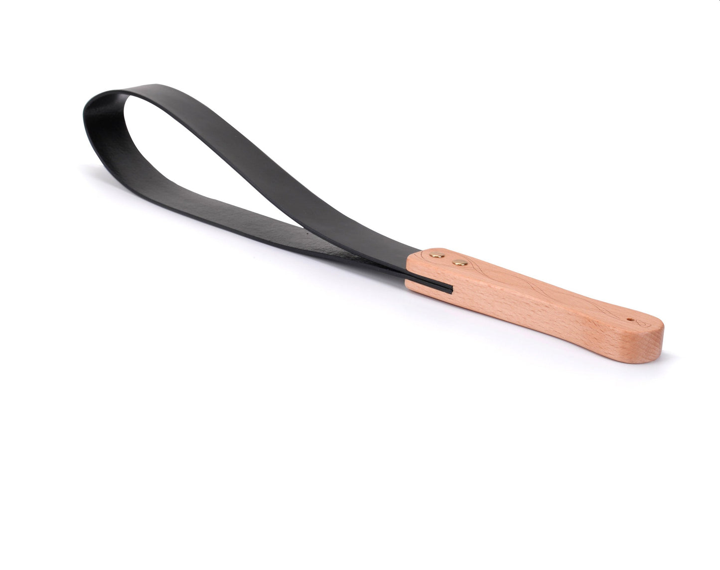 Leather Paddle with Wooden Handle