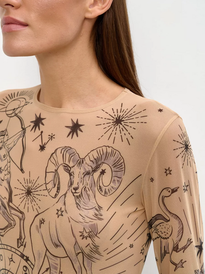 Boldessa® Zodiac Tattoo Mesh Bodysuit