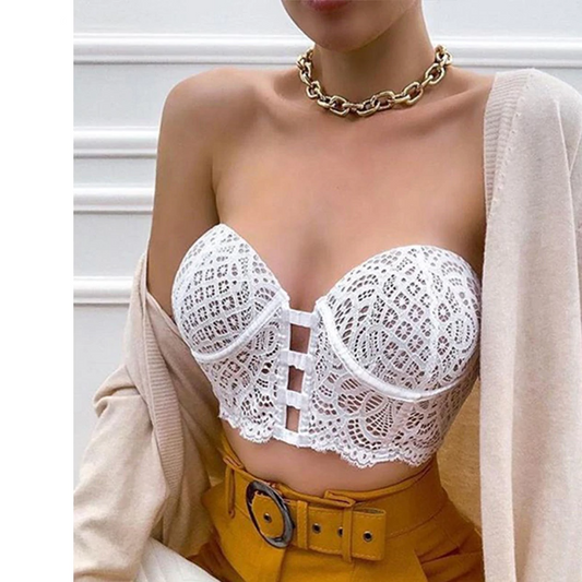 Boldessa® Better In White Strapless Crop Top