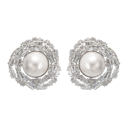 Emmelina crystal-embellished faux-pearl earrings