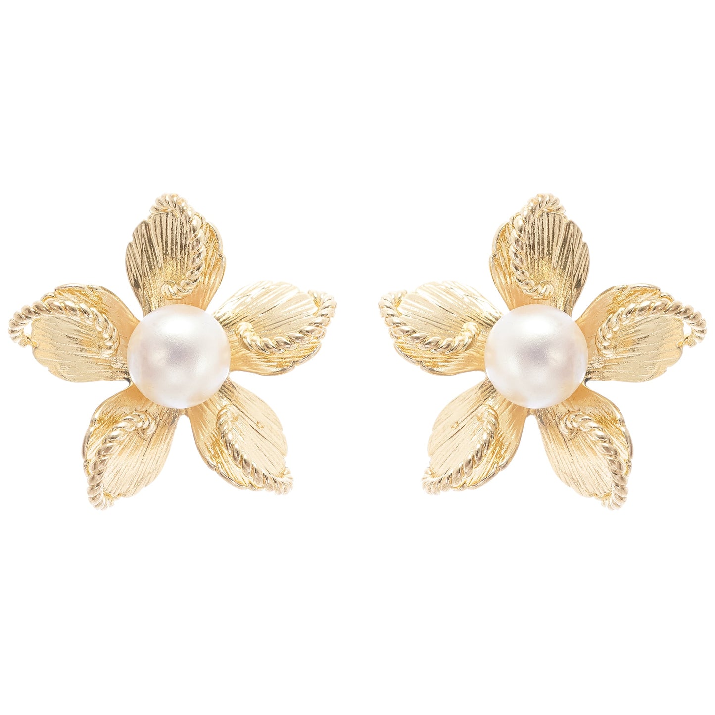 Jeanne floral faux-pearl stud earrings