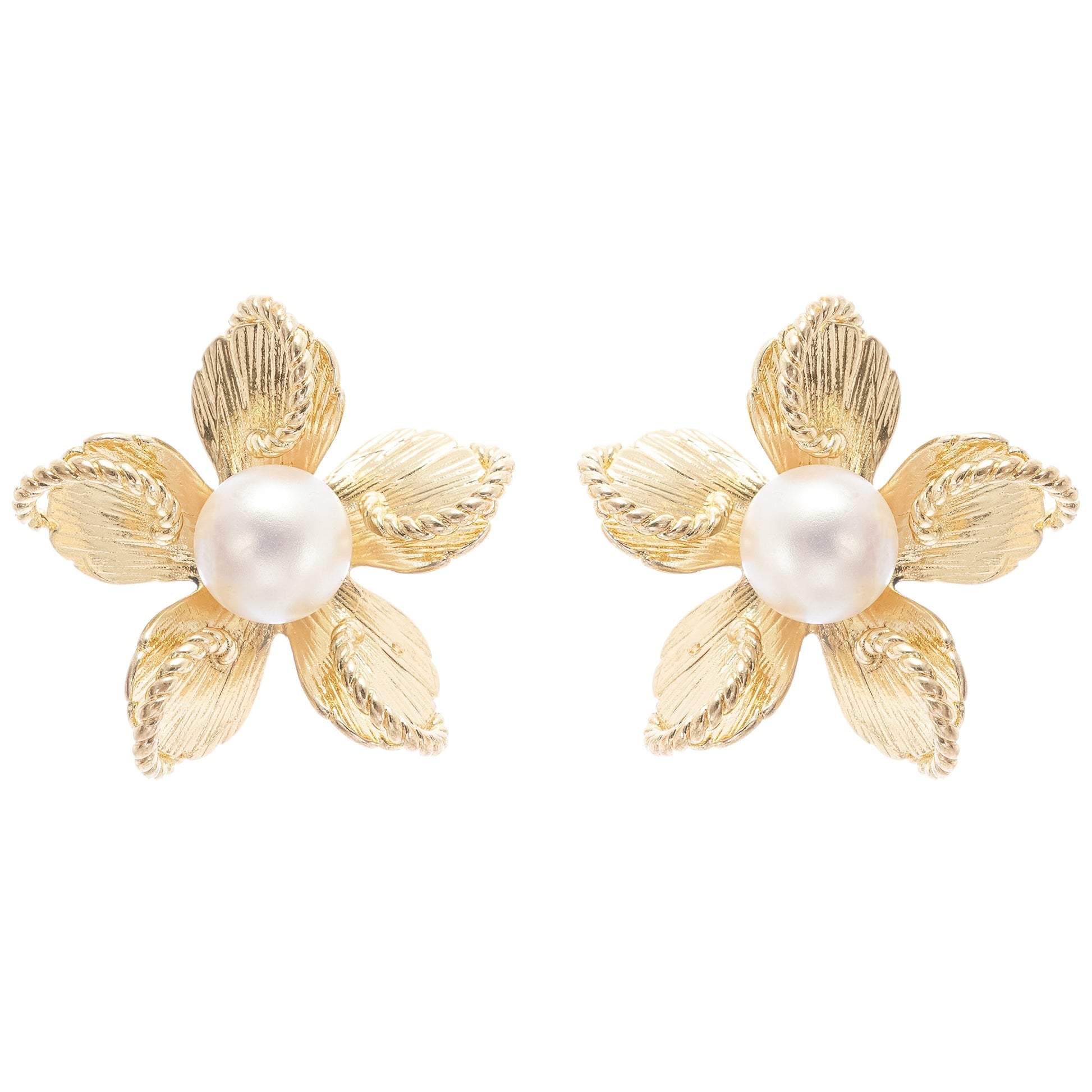 Jeanne floral faux-pearl stud earrings