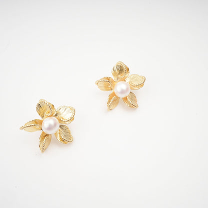 Jeanne floral faux-pearl stud earrings