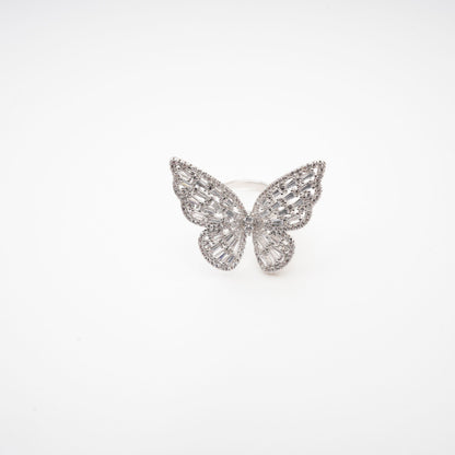 Evodie rhinestone butterfly ring