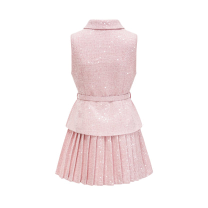 Élise pink pleated embellished mini dress