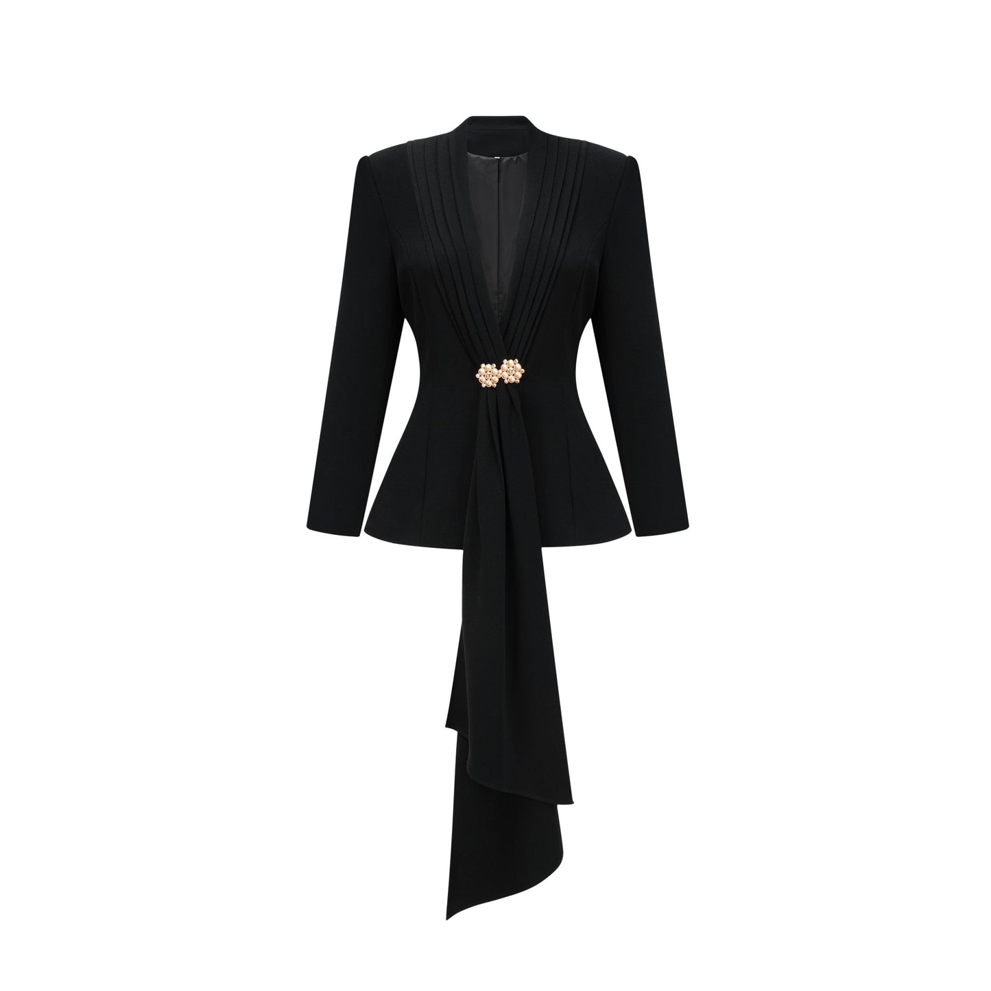 Suzanne black pleated jacket & trousers matching set