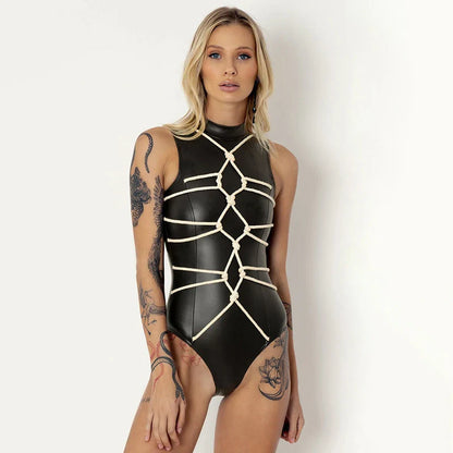 Boldessa® Feeling Top Of The Pops Leather Bodysuit