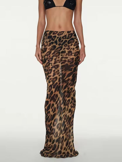 Boldessa® Untamed Elegance Sheer Leopard Skirt