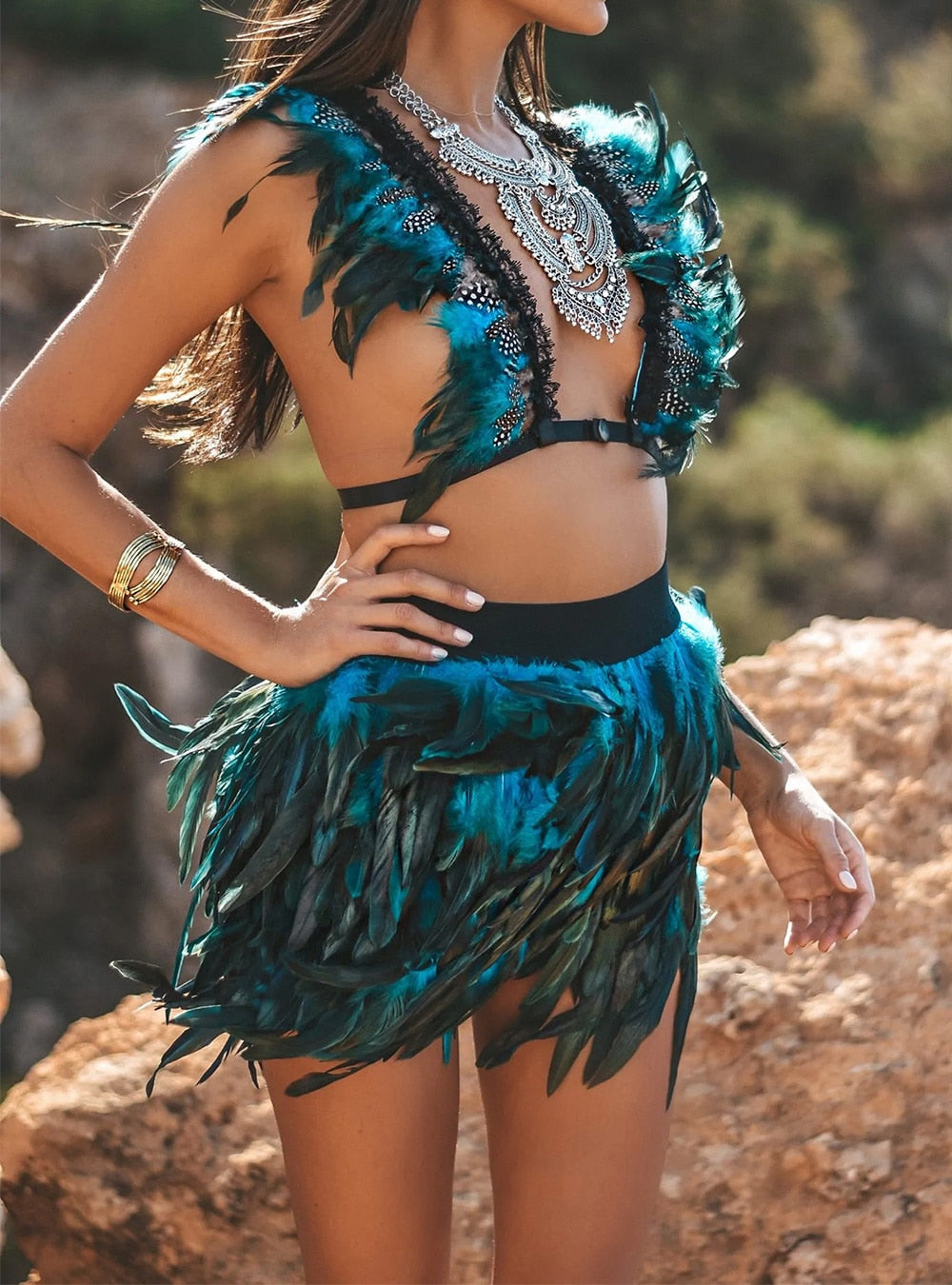 Boldessa® Feather Nightclub Crop Top