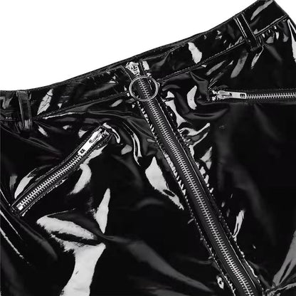 Low Rise Patent Leather Mini Skirt