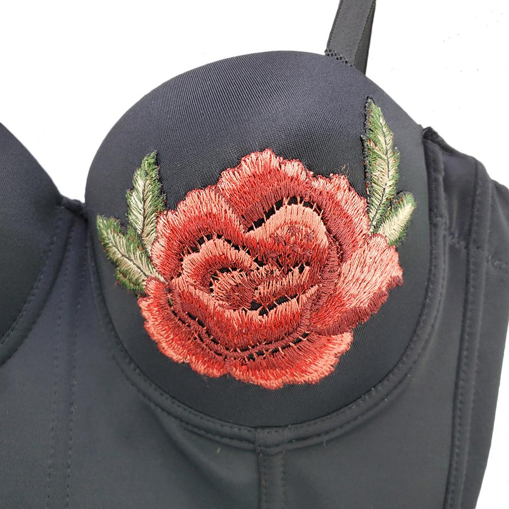 Boldessa® Embroidery Baby Rose Crop Top