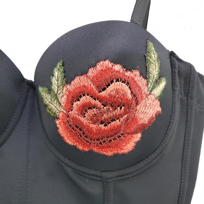 Boldessa® Embroidery Baby Rose Crop Top