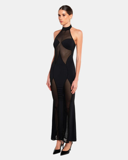 Sexy Slim-Fit Mesh Long Dress