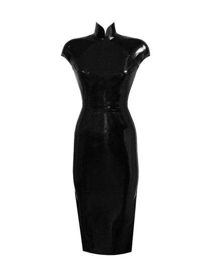 Sexy Latex Cheongsam Over-the-Knee Dress