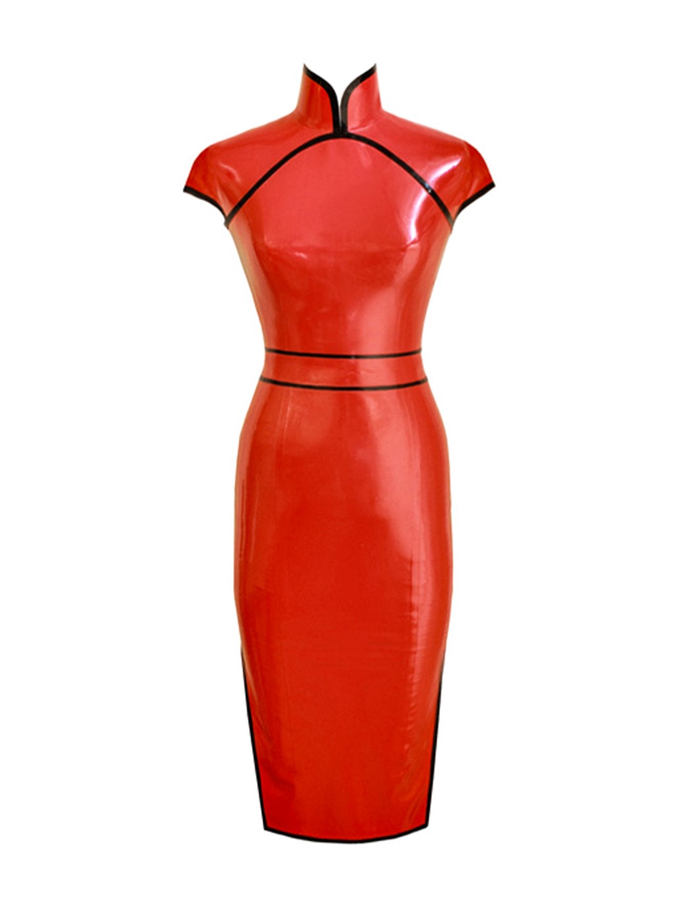 Sexy Latex Cheongsam Over-the-Knee Dress