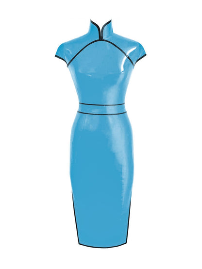 Sexy Latex Cheongsam Over-the-Knee Dress