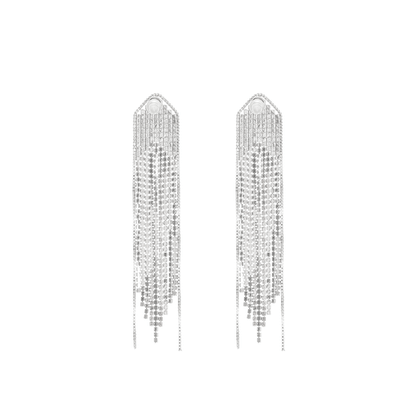 Silver-plated fringed drop earrings