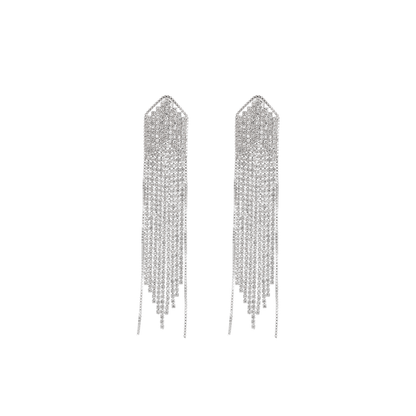 Silver-plated fringed drop earrings