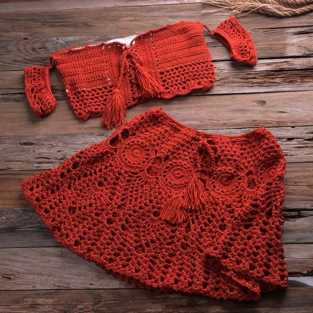 Boldessa® Sitting On The Dock Crochet Skirt Sets