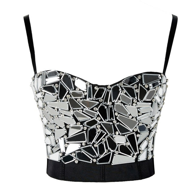 Boldessa® Rhinestone Eyes Crop Top