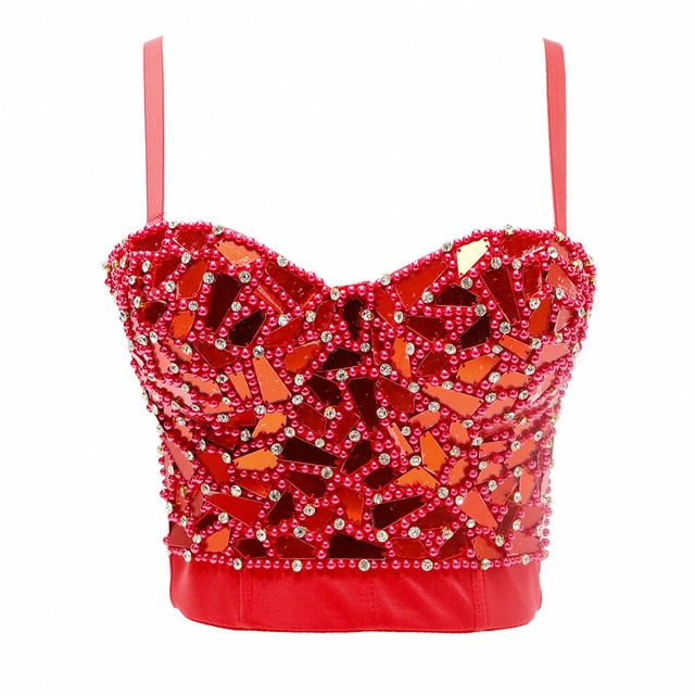 Boldessa® Rhinestone Eyes Crop Top